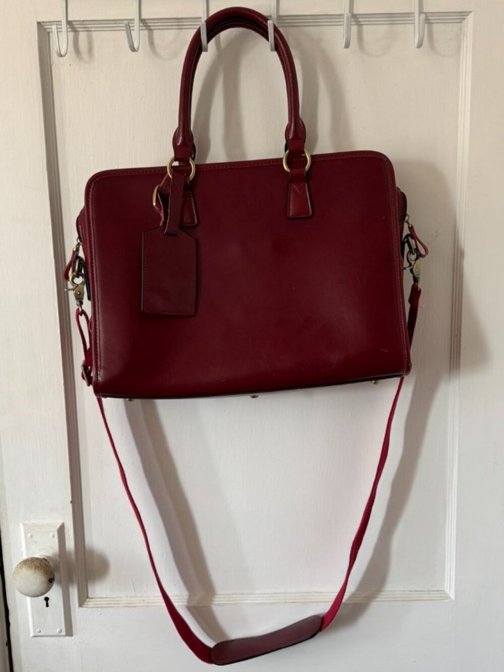 Kattee Red Leather Computer Bag.  Like New